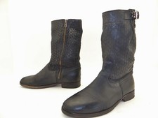 SHOTO Stiefeletten Schwarz Biker Boots Stiefel Leder Damen Schuhe Gr.36