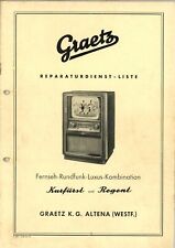 GRAETZ Reparaturdienst-Liste, Anleitung Fernseh-Radio-Kombination 1955 Nostalgie