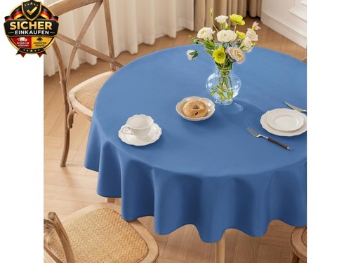 Tischdecke rund blau - rund, blau,
