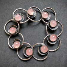 Vintage Designer Armband N. E. From Denmark 925 Sterling Silber Rosenquarz alt