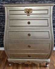 GROSSE KOMMODE WÄSCHEKOMMODE HOLZ SILBER-GOLDTON 5 SCHÜBE BAROCK-STIL
