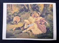 Erotischer Kunstdruck  von Achille Devèria „Schäferstündchen im Wald“ aus 1850