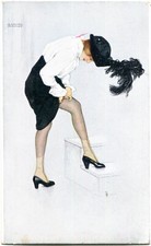 Raphael Kirchner Jugendstil, Art Noveau, "Le coup de la Jarretelle" Frau 10er