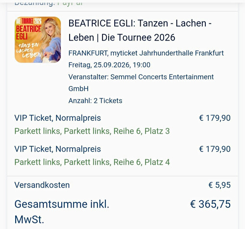 Beatrice egli vip tickets - beatrice,