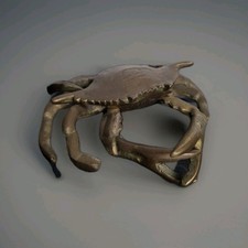 seltene Art Deco Messing Figur Krabbe Krebs Schreibtischgarnitur Tintenfass 