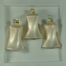 Lauschaer Glas Christbaumschmuck Glocken klein Eislack champagner mundgeblasen