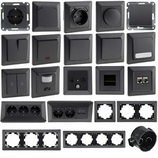 MILOS anthrazit Steckdosen Serie Steckdose USB-C Antenne Taster Schalter Dimmer