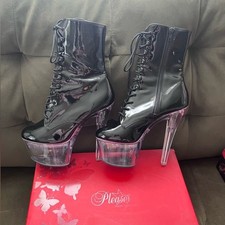 Pleaser Black Patent Lace-Up