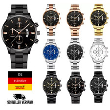 Geneva Herren Uhr Edelstahl Luxus Quarz Armbanduhr Kalender Business Elegant
