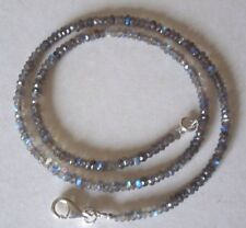 facettierte Labradorit Kette, 925er Silber Schloss - 45 Karat - 45 cm