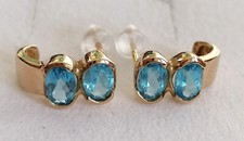 Gold Ohrstecker Ohrhänger Gelbgold 375 mit Blautopas von Scala, Neuwertig, Top