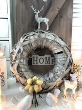 Landhaus-Impressionen Weiden-Kranz silber Reben Shabby Türkranz