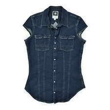 G STAR RAW Damen Jeansweste 3 36 WESTERN Super Slim Woman Top blau Oberteil Hemd