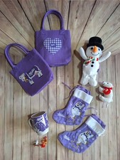 Milka Weihnachten Merchandising Lila Deko Set Tasse Schneemann Taschen Socken 