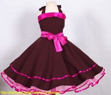 Mädchen 50-er Jahre Petticoat, Tanz,Einschulung Kleid Gr 134-146 braun /pink