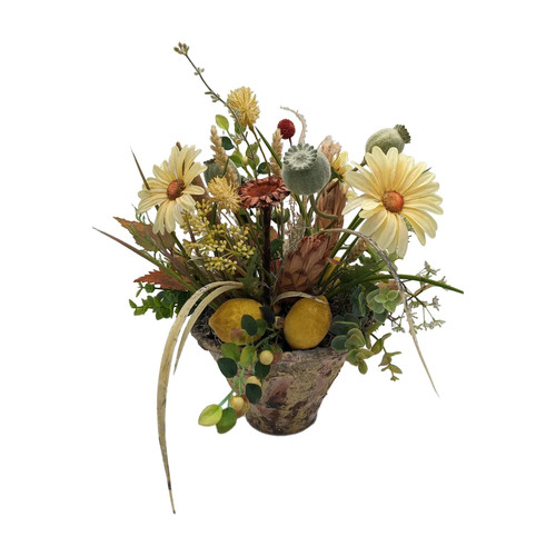 Sommergesteck gerbera zitrone - gerbera,