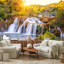 Fototapete Wasserfall Wald Natur 3D Effekt Wohnzimmer VLIES TAPETE + KLEISTER