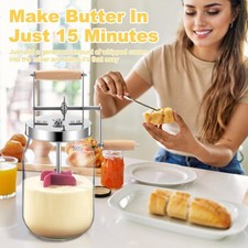 Buttermaschine mit Handkurbel, manuelle Buttermaschine, stabil, mit Rezeptbuch,
