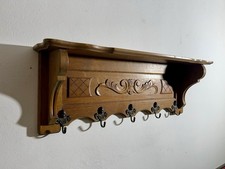 Jugendstil Wandgarderobe Wandregal Garderobe Regal mit Bronzehaken Antik 
