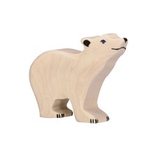 HOLZTIGER Eisbär aus Holz - klein, Kopf hoch