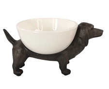 Deko Figur Schale Hund Dackel Porzellan Teckel Dachshund Schmuckhalter Skulptur