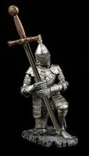 Ritter Figur kniend mit Brieföffner - Deko Statue Mittelalter