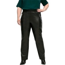 Sheego Damen Hose Lederoptik