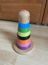 IKEA Baby Holz Ringpyramide MULA Stapelturm Leuchtturm