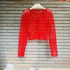 Damen Fischnetz Bauchfreies