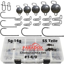 Paradox Fishing Cheburashka Blei Set I 55 Teile 5g/7g/10g/12g/14g + #1-4/0 Haken