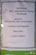 Quittensaft 5-Liter-Bag in Box in Kelterei heiß abgefüllt  Ernte 2025