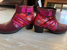 Damen Stiefeletten, 40, Leder, Deerberg, Burgund, außergewöhnliches Design 