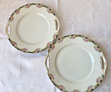 2 Silesia Gebäck Torten Teller Kuchen Platte alt 🌹Rosenmuster Ø 25 cm Vintage