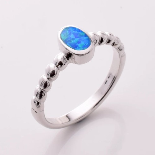 Blauer opal perlen ring - blauer,