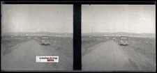 Algerien, Auto, Glasplatte, Stereo Foto, Negativ schwarz-weiß 6x13 cm