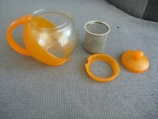 Teekanne, Tee-Zubereiter, Glas/Kunststoff, Orange ca. 500 ml gebraucht ca. 16 cm
