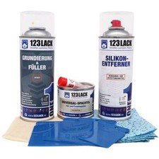 Spachtelmasse & Grundierung Auto Set | 123Lack Lackiervorbereitung-Set 6 tlg.