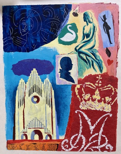 Vintage gouache gemälde pop - vintage,