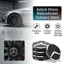 4x 60mm Nabenkappen Schwarz