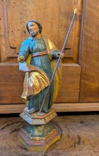 Barock antik Holz Figur Heiliger Fassung süddeutsch Oberammergau Gröden