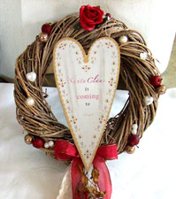 Türkranz Weihnachtsdeko Kränze Santa Claus is coming Advent Weide Herz Hagebutte