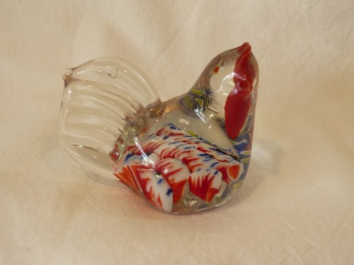 Millefiori huhn hahn glasfigur - hahn,