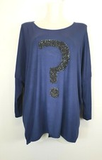 30) Manou Lenz Damen Oversize Shirt Typo Blau Neu 69,90€ Gr.42 44 46 48 50 52