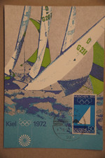 Postkarte Segeln Kiel Olympische Spiele 1972 mit Sonderbriefmarke + Poststempel
