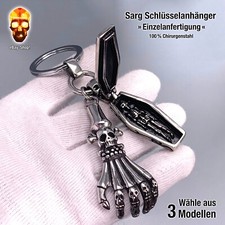 Sarg Knochenhand Schlüsselanhänger Skull Skelett Edelstahl Herren Anhänger Biker