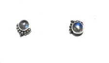 SCHMUCK-STCK Ohrringe Mondstein SILBER CABOCHON Stecker rund vergoldet