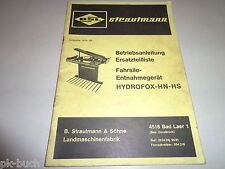 Betriebsanleitung / Teileliste Strautmann Fahrsilo-Entnahmegrät Hydrofox 1979