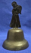 alte kleine Handglocke Glöckchen mit Engel Engelsfigur H 8 cm