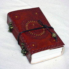 edel Lederbuch Sonne  Baumwoll Papier HANDARBEIT Tagebuch Notizbuch Wünschebuch