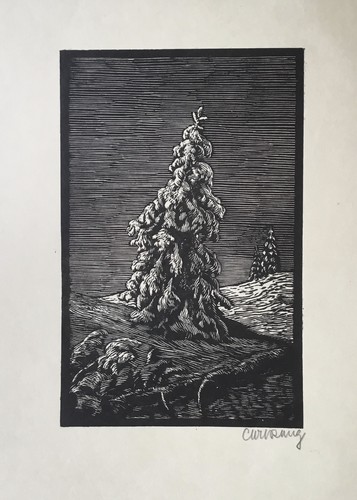 Carl rang holzschnitt signiert - holzschnitt,